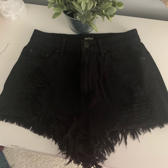 BDG Black Ripped Denim Short - Picture 1 of 8